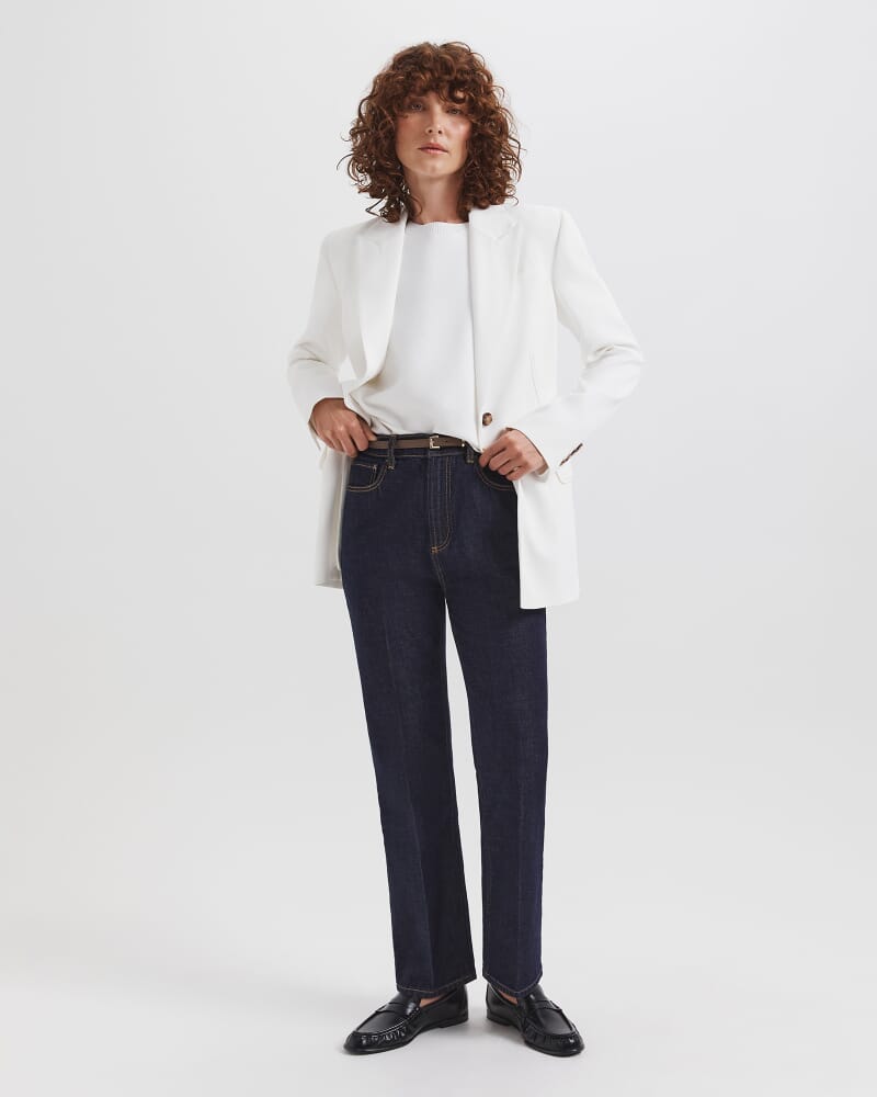 Dharma Stitch Detail Blazer in ALABASTER/TAN