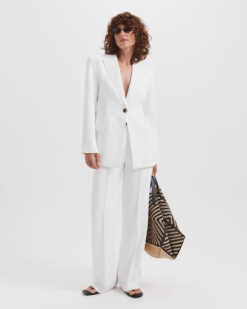 Dharma Stitch Detail Blazer in ALABASTER/TAN