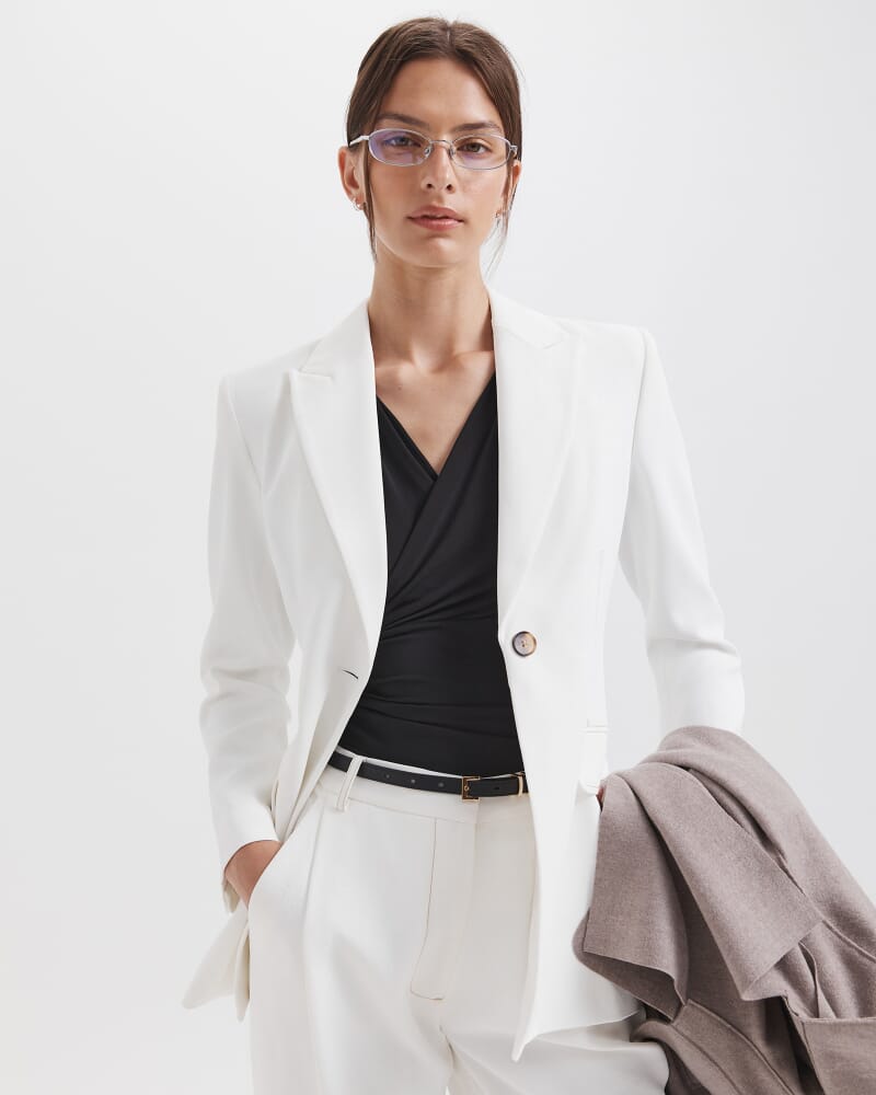 Dharma Stitch Detail Blazer in ALABASTER/TAN