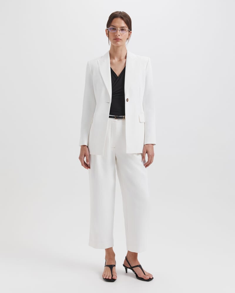 Dharma Stitch Detail Blazer in ALABASTER/TAN