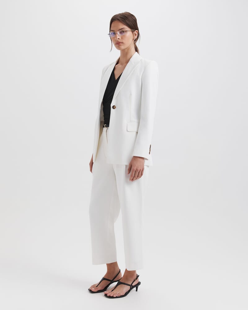 Dharma Stitch Detail Blazer in ALABASTER/TAN