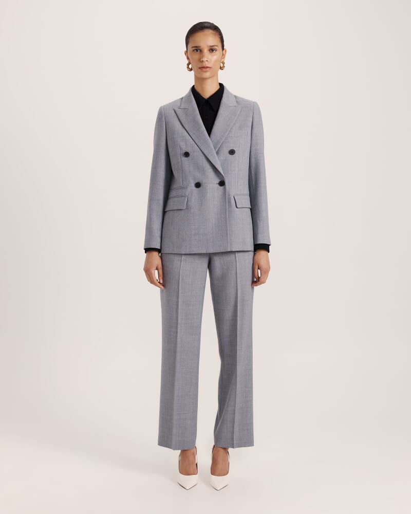 Jaimee Double Breasted Blazer in GREY MELANGE