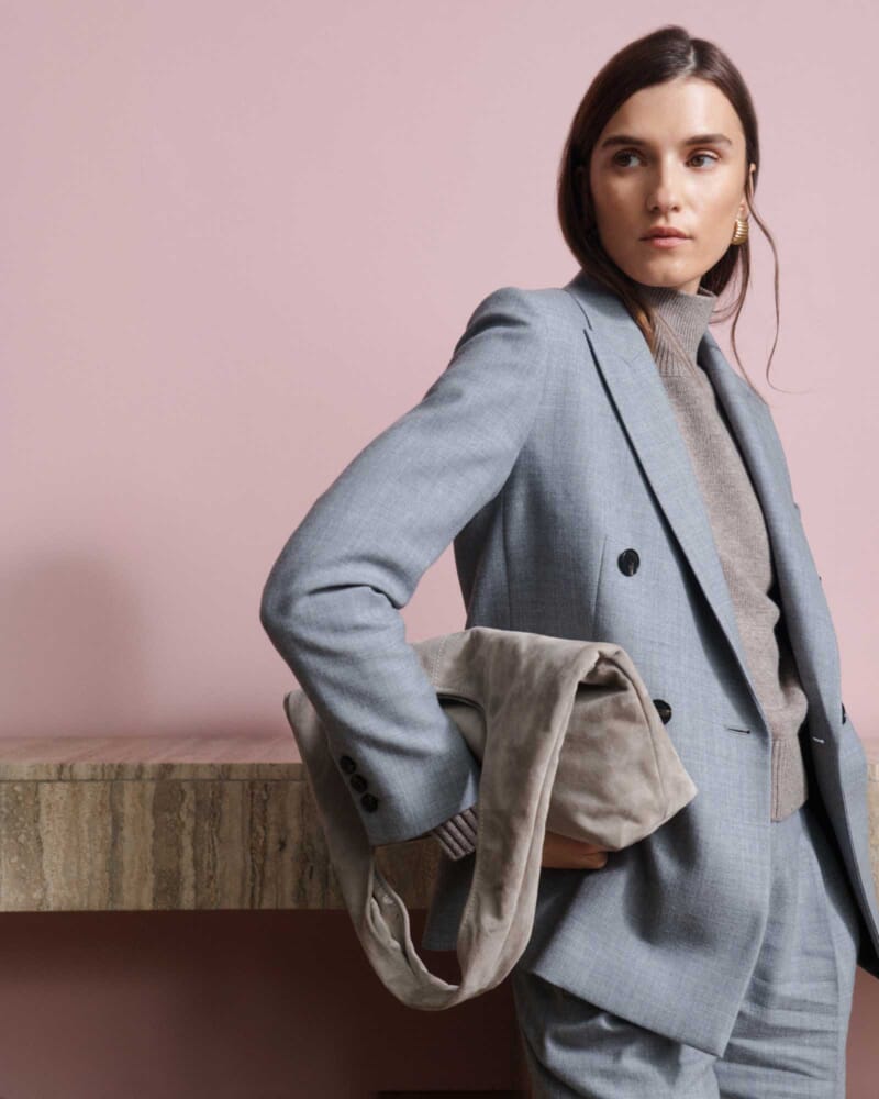 Jaimee Double Breasted Blazer in GREY MELANGE