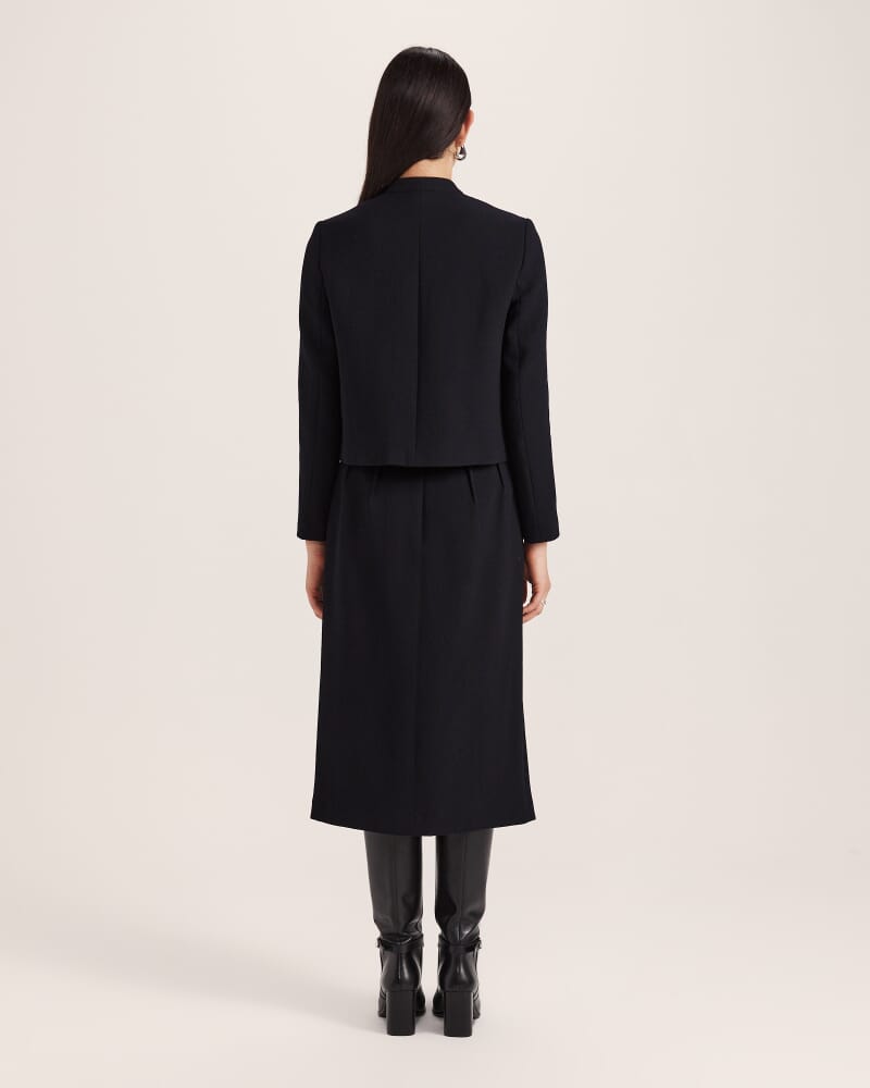 Raya Wool Crepe Cropped Jacket in BLACK