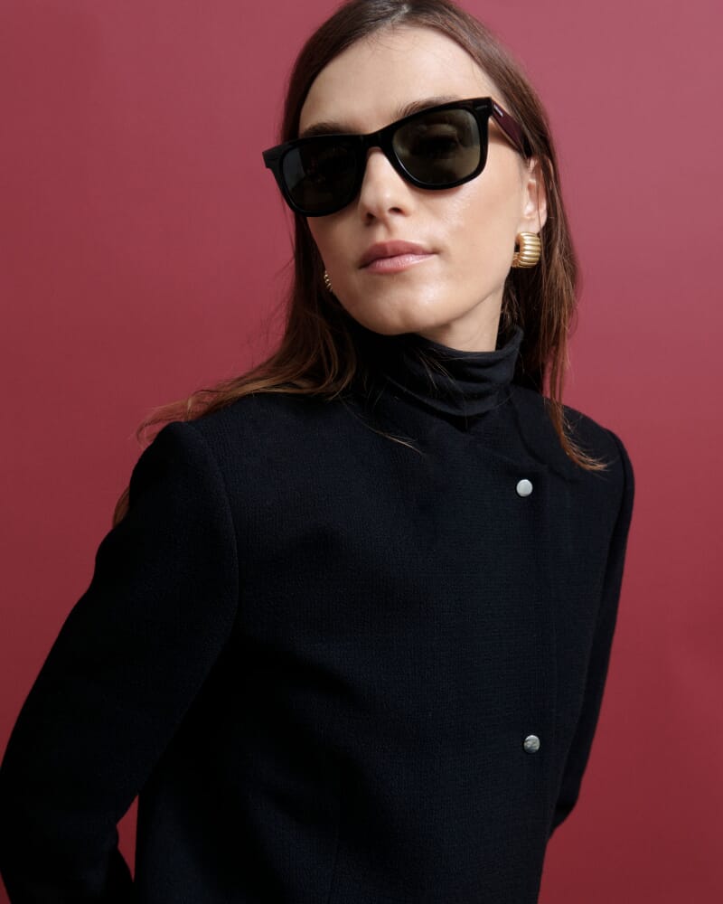 Raya Wool Crepe Cropped Jacket in BLACK