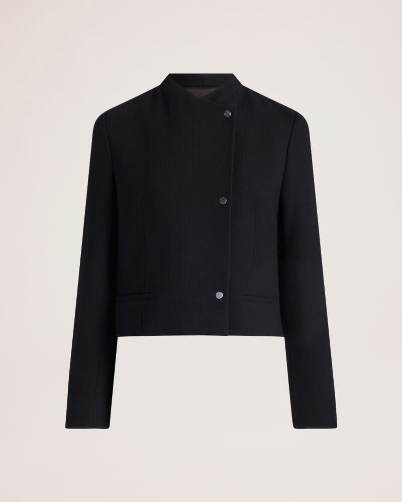 Raya Wool Crepe Cropped Jacket in BLACK