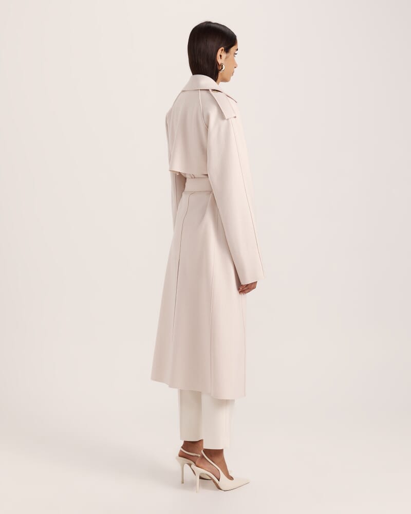 Karla Wool Relaxed Trenchcoat in SOFT STONE