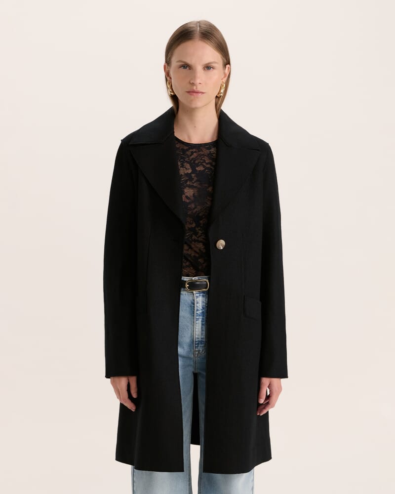 Karla Wool Short Coat in BLACK