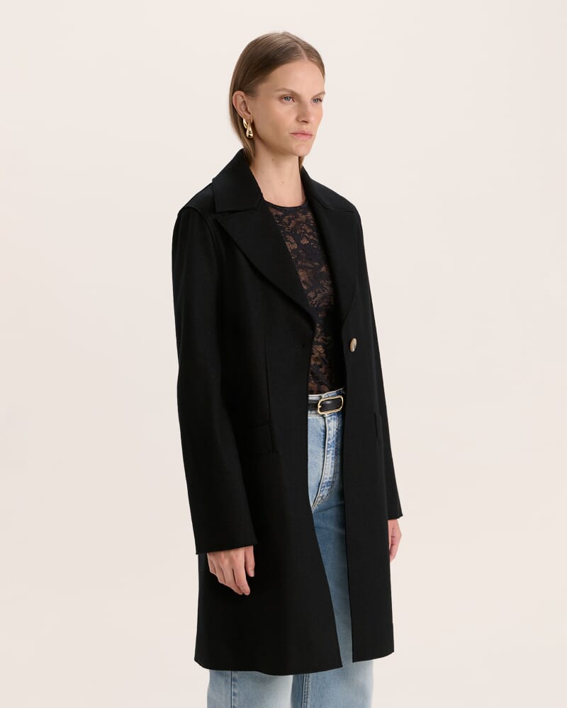 Karla Wool Short Coat in BLACK