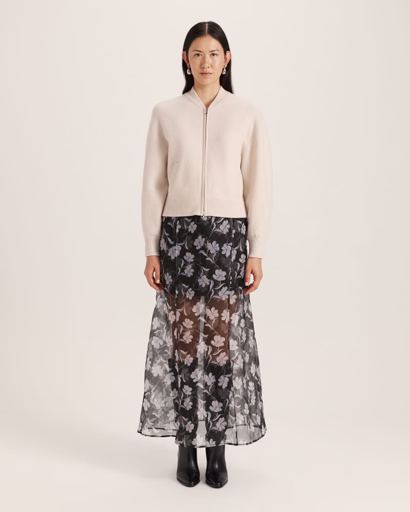 Boiled Wool Bomber in SOFT STONE