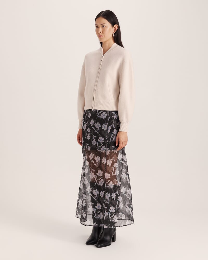 Boiled Wool Bomber in SOFT STONE