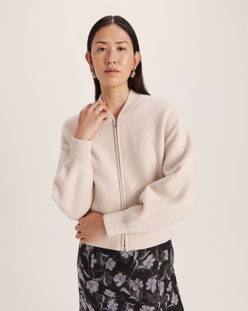 Boiled Wool Bomber in SOFT STONE