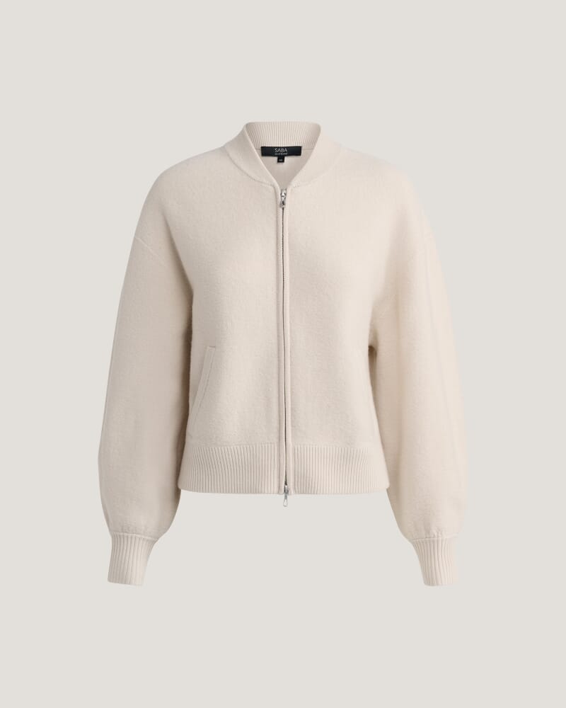 Boiled Wool Bomber in SOFT STONE