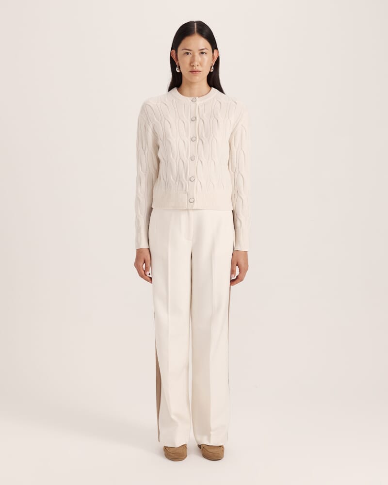 Nora Wool Cashmere Cable Cardi in VANILLA