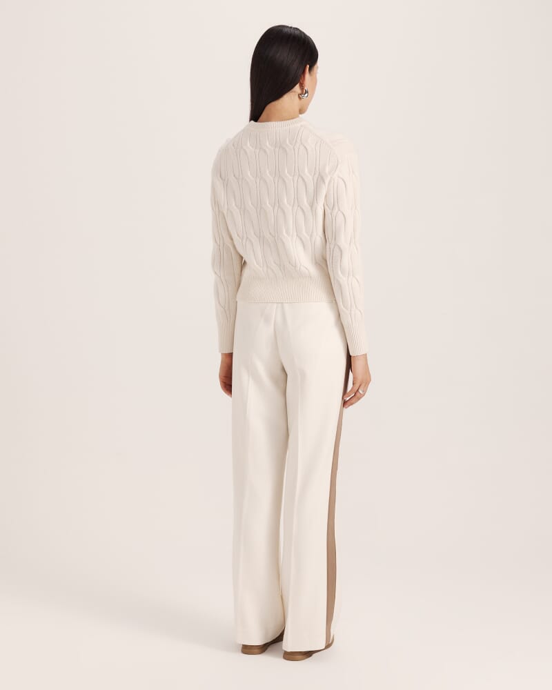 Nora Wool Cashmere Cable Cardi in VANILLA
