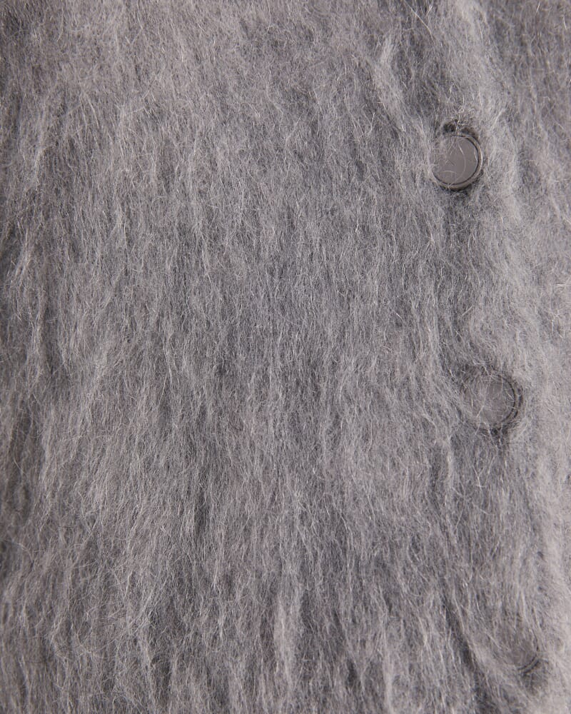Mindy Mohair Wool Cropped Cardi in LIGHT GREY MELANGE