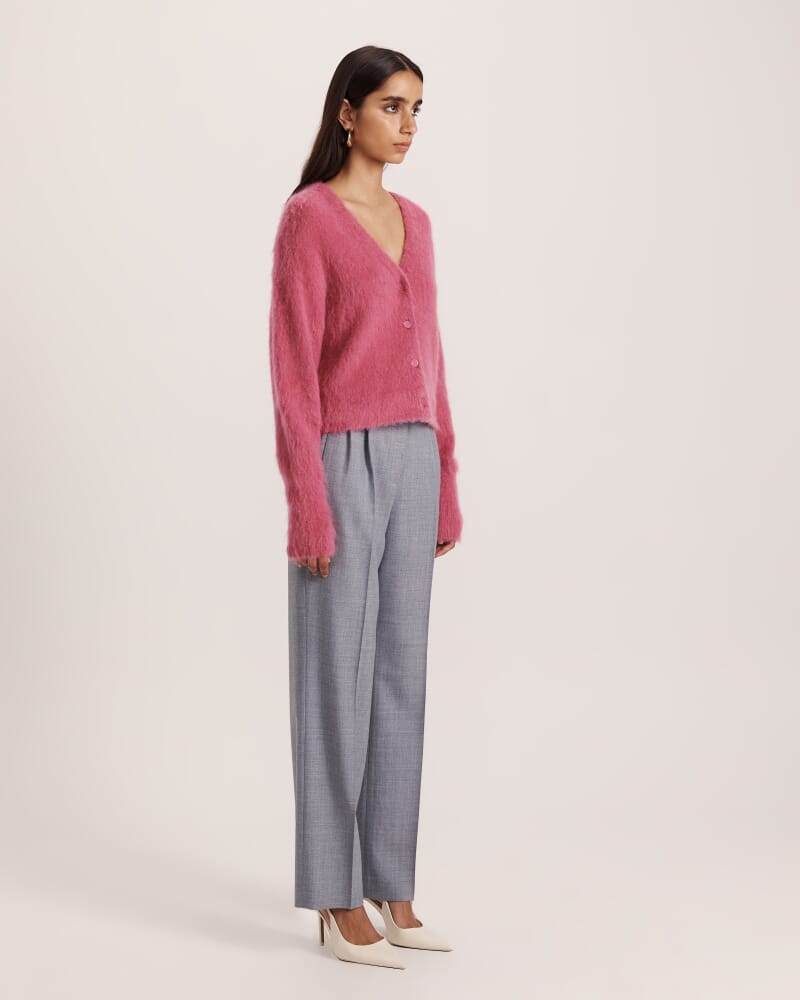 Mindy Mohair Wool Cropped Cardi in ROSE