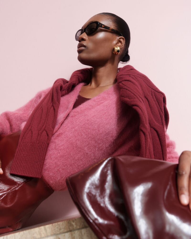 Mindy Mohair Wool Cropped Cardi in ROSE