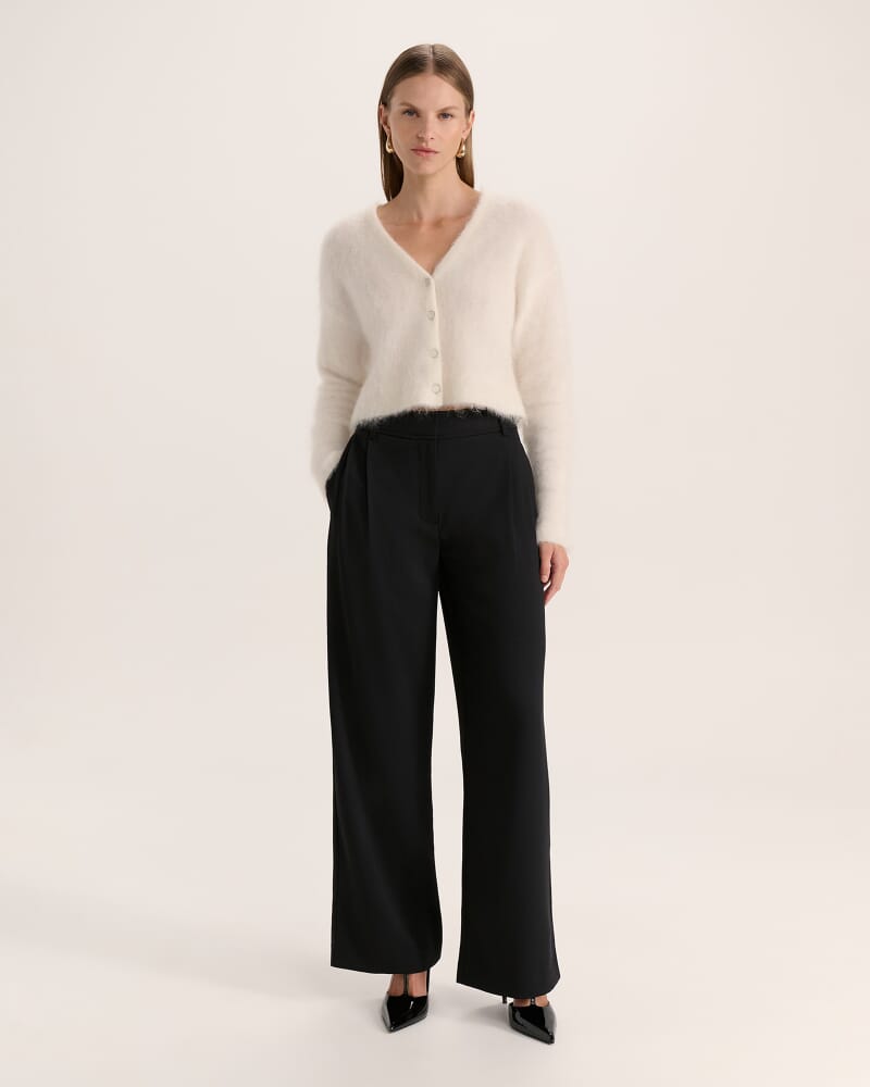 Mindy Mohair Wool Cropped Cardi in VANILLA