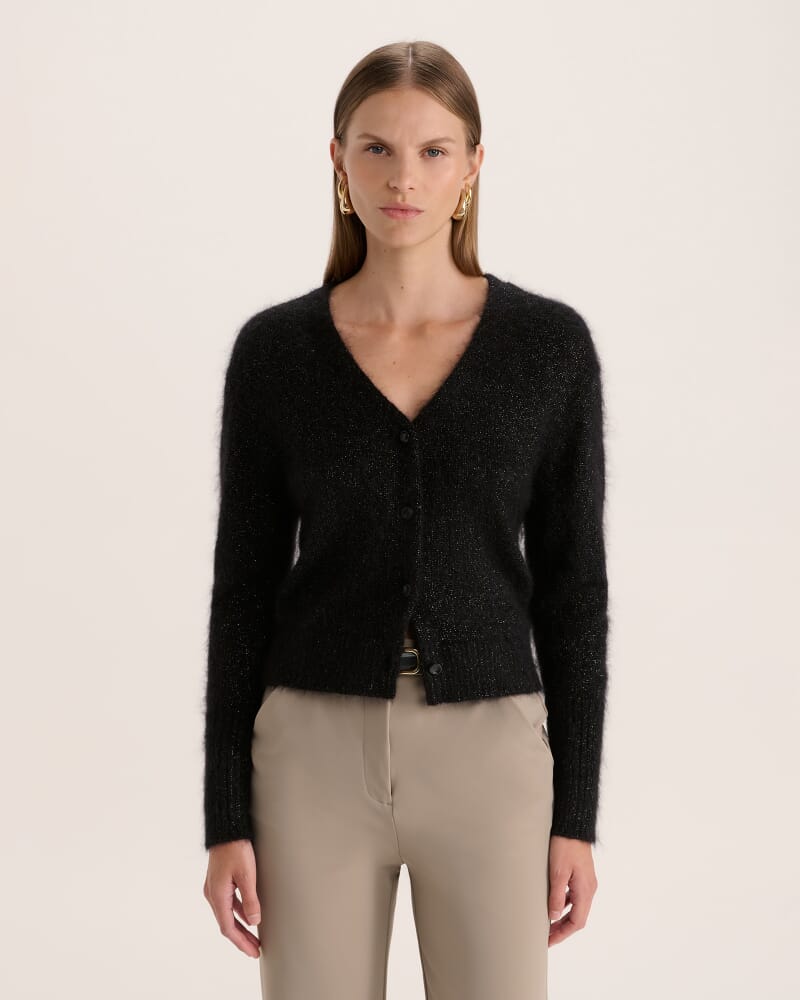 Maisy Mohair Wool Long Sleeve Cardi in BLACK