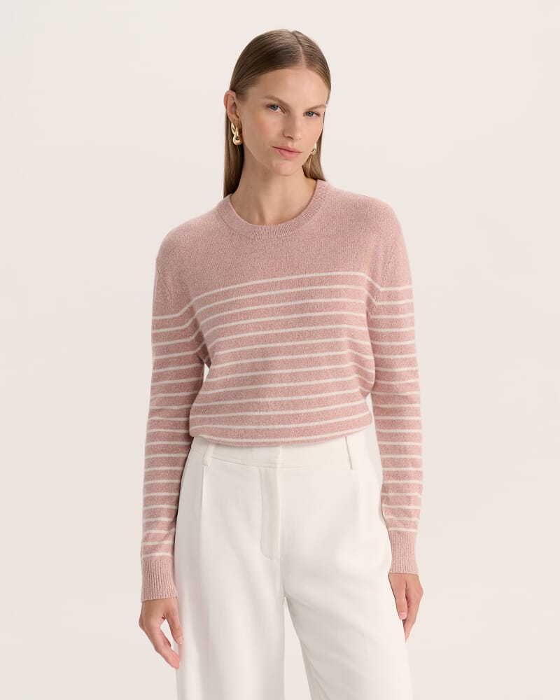 Nora Wool Cashmere Stripe Knit in PINK MELANGE
