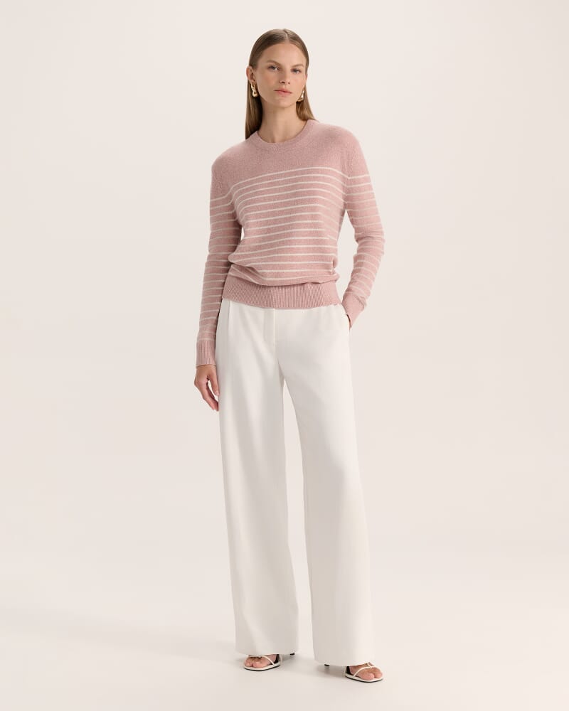 Nora Wool Cashmere Stripe Knit in PINK MELANGE