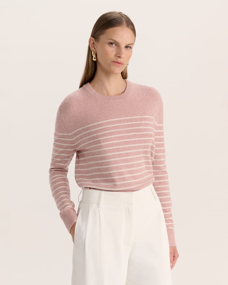 Nora Wool Cashmere Stripe Knit in PINK MELANGE