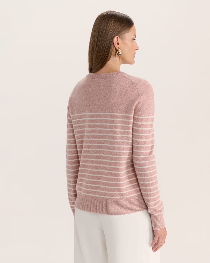 Nora Wool Cashmere Stripe Knit in PINK MELANGE
