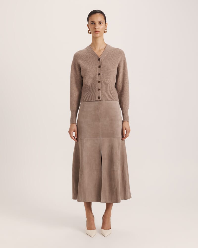 Cashmere Batwing Cardi in MUSHROOM