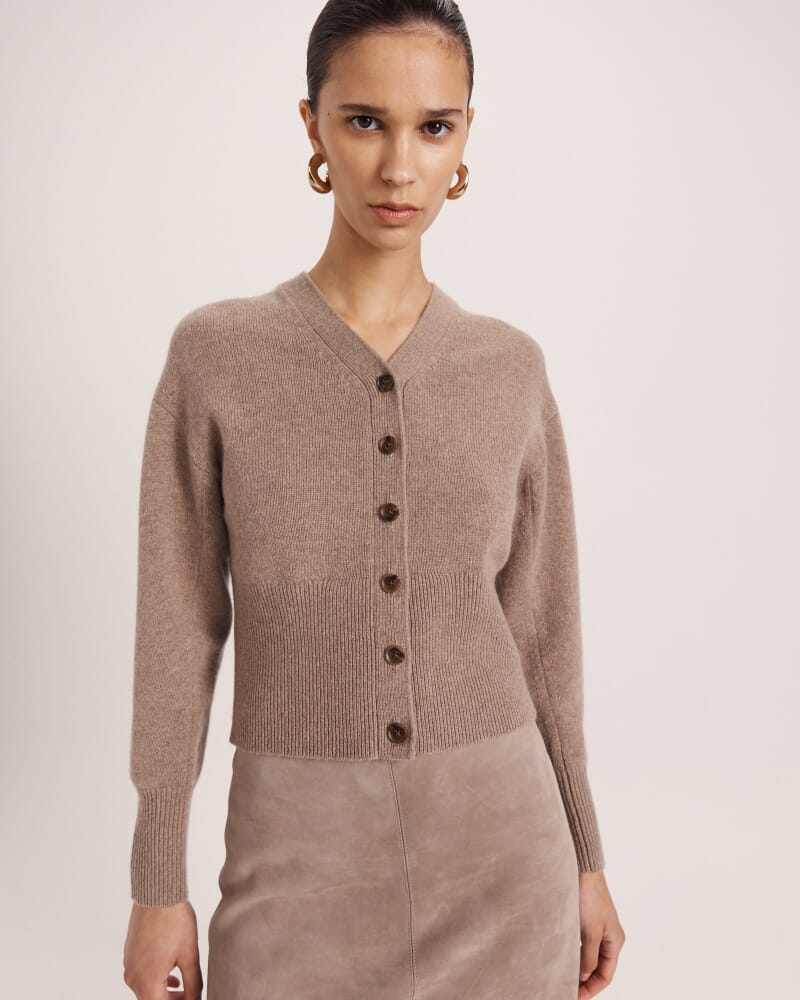 Cashmere Batwing Cardi in MUSHROOM