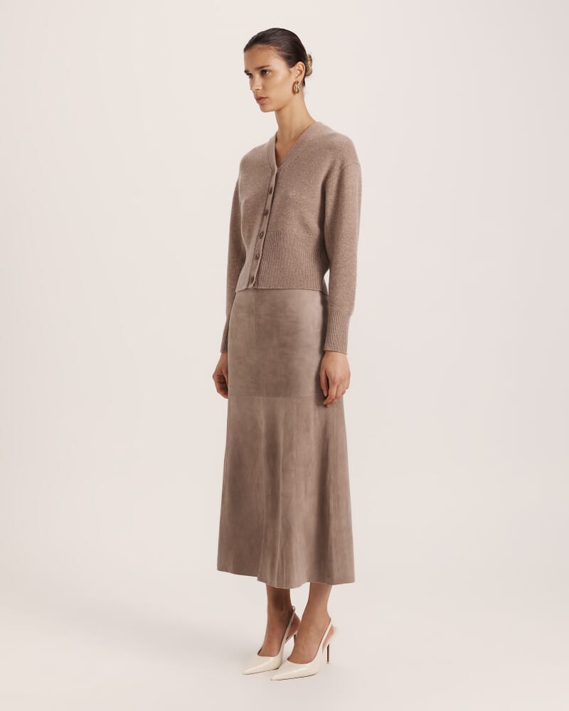 Cashmere Batwing Cardi in MUSHROOM