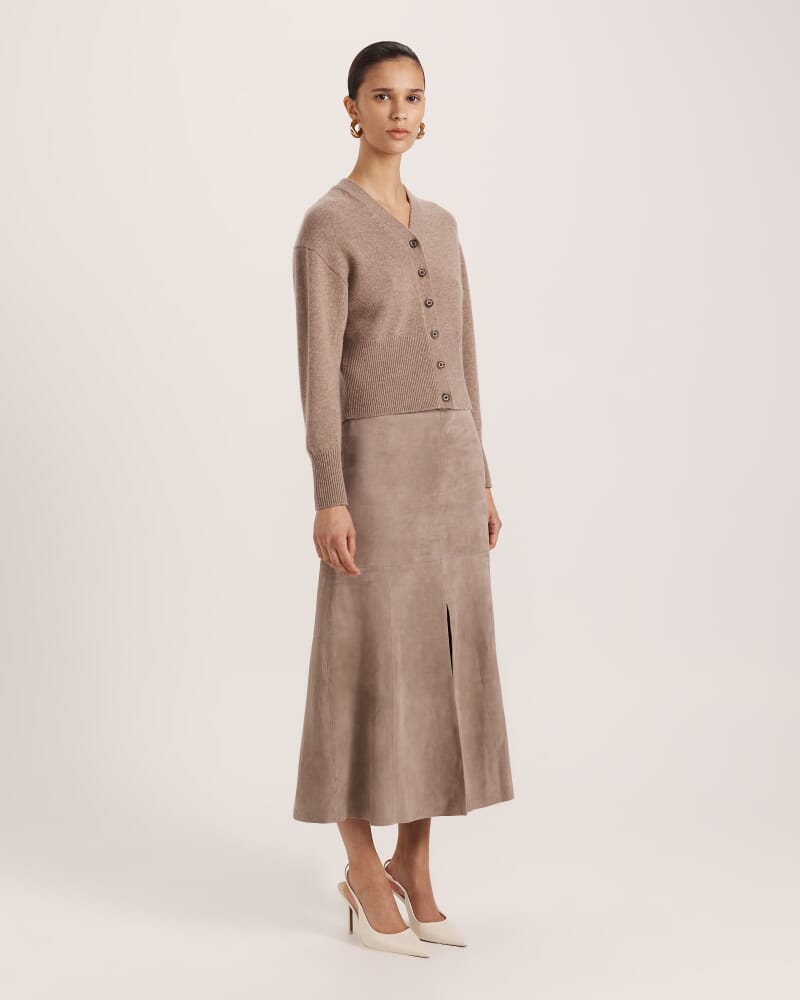 Cashmere Batwing Cardi in MUSHROOM