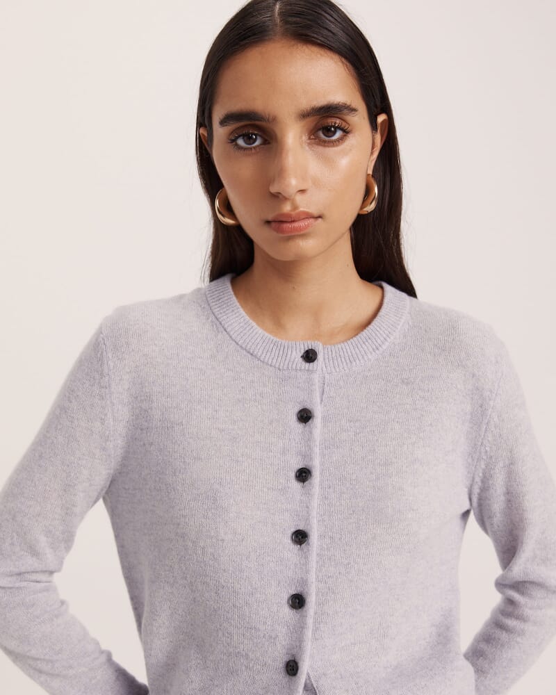 Classic Cashmere Cardi in GREY MELANGE