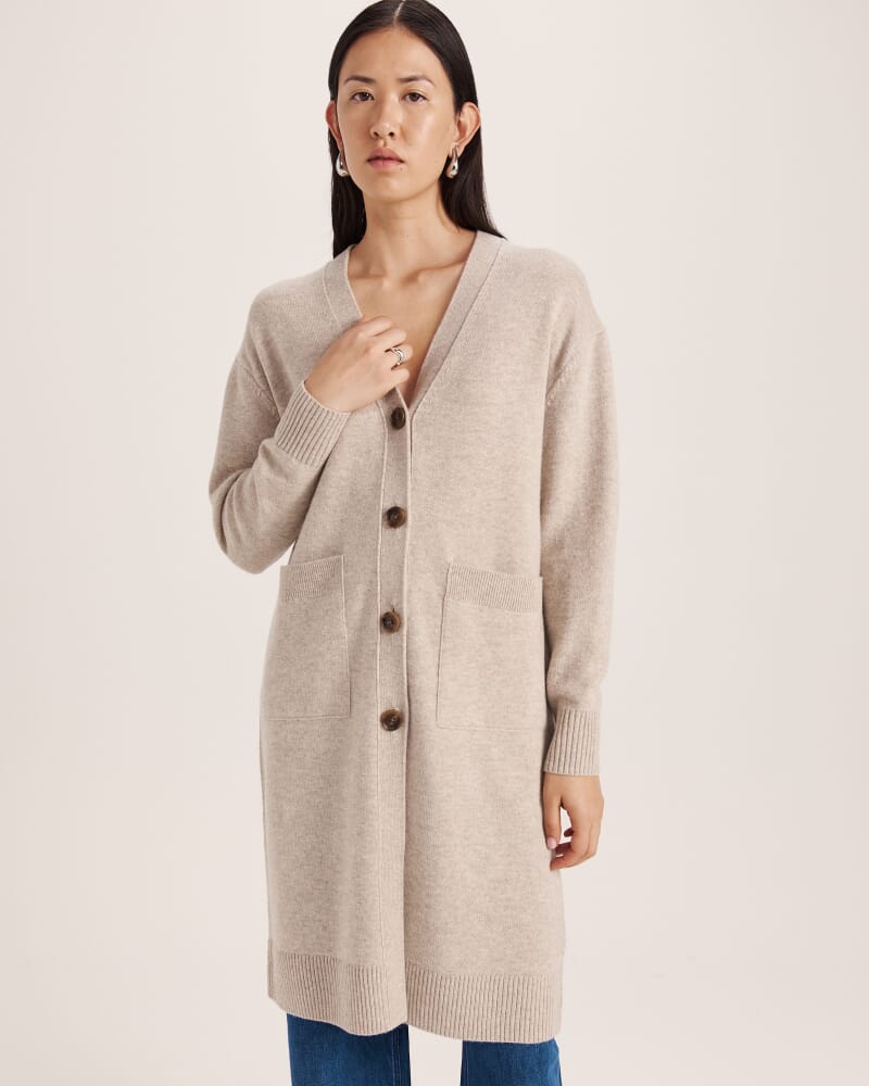 Nara Oversized Cashmere Blend Cardi in BISCUIT MELANGE