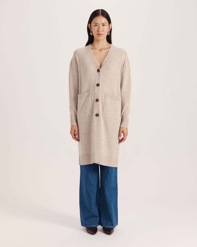 Nara Oversized Cashmere Blend Cardi in BISCUIT MELANGE