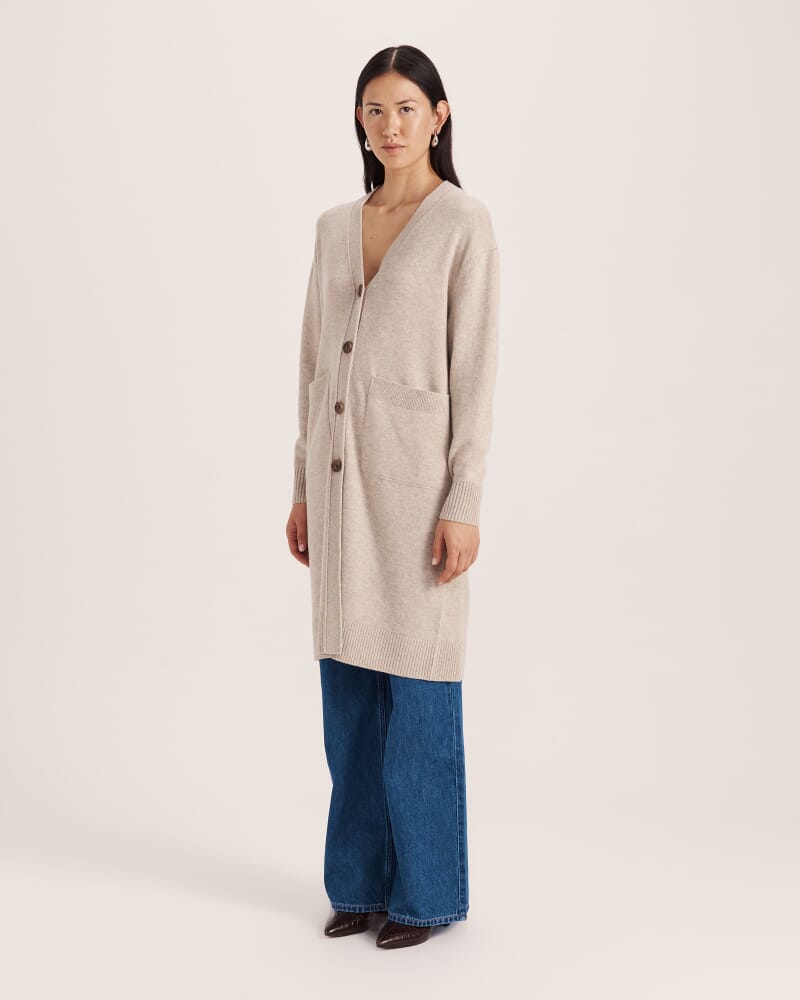 Nara Oversized Cashmere Blend Cardi in BISCUIT MELANGE