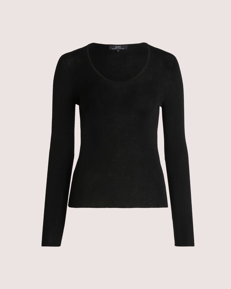 Clare Wool Scoop Neck in BLACK