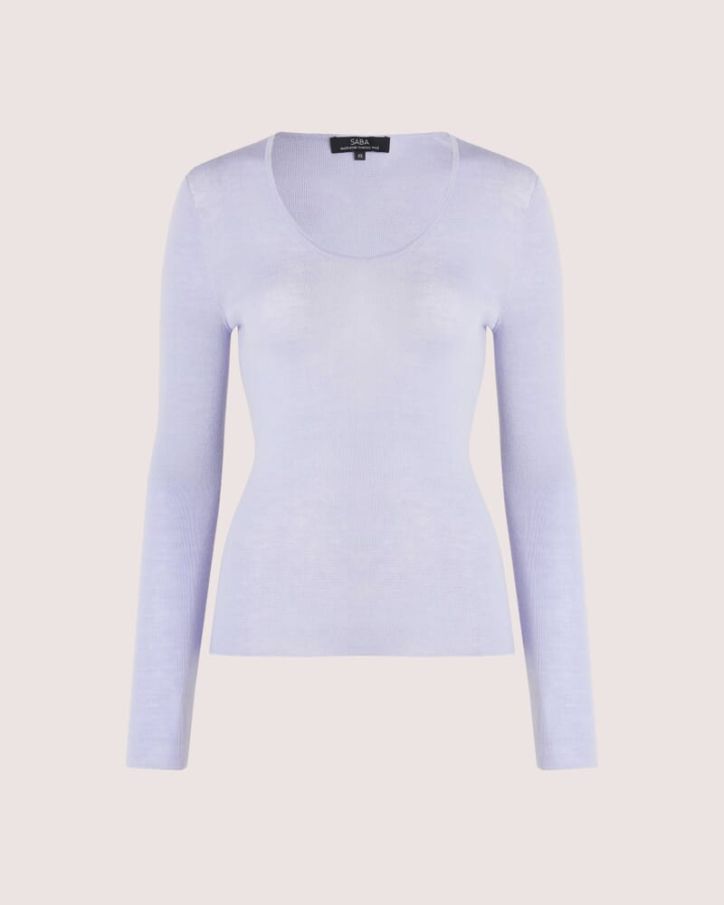 Clare Wool Scoop Neck in PERIWINKLE