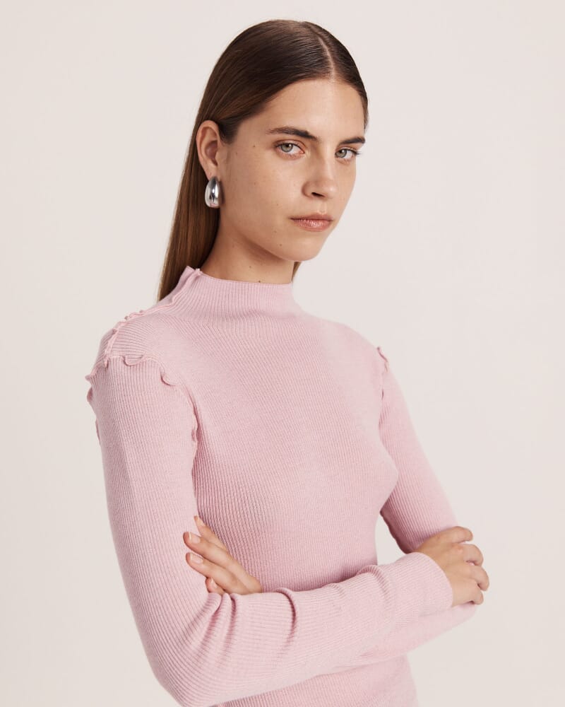 Estelle Long Sleeve Sparkling Knit in CARNATION