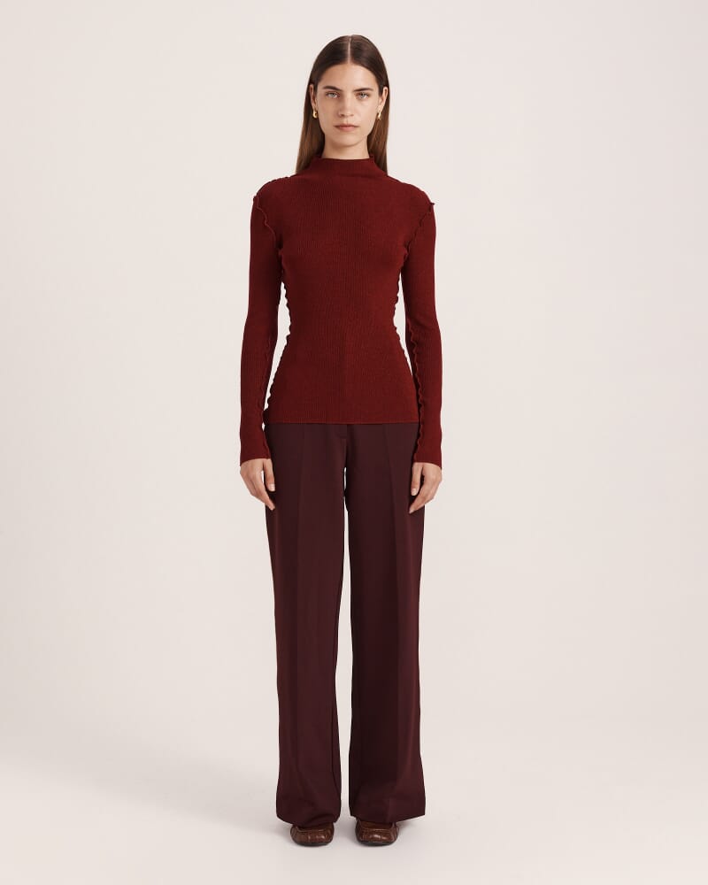 Estelle Long Sleeve Sparkling Knit in GARNET