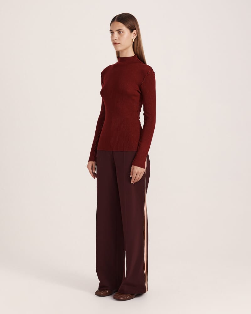 Estelle Long Sleeve Sparkling Knit in GARNET