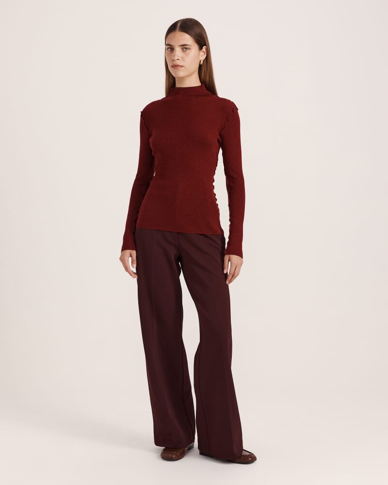 Estelle Long Sleeve Sparkling Knit in GARNET
