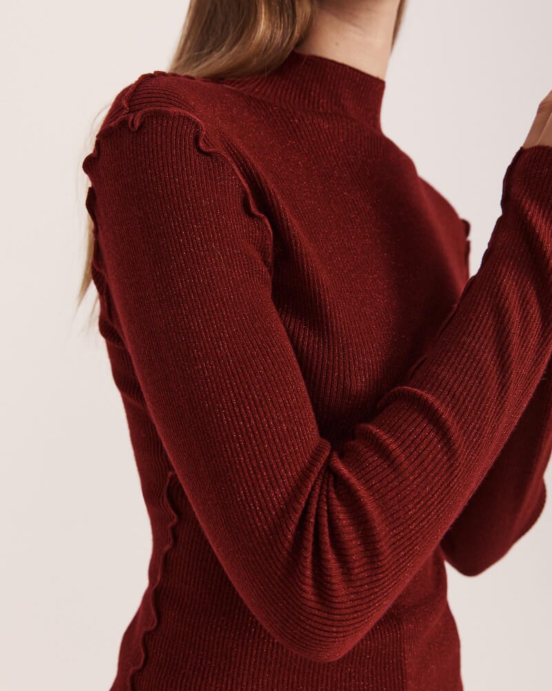 Estelle Long Sleeve Sparkling Knit in GARNET