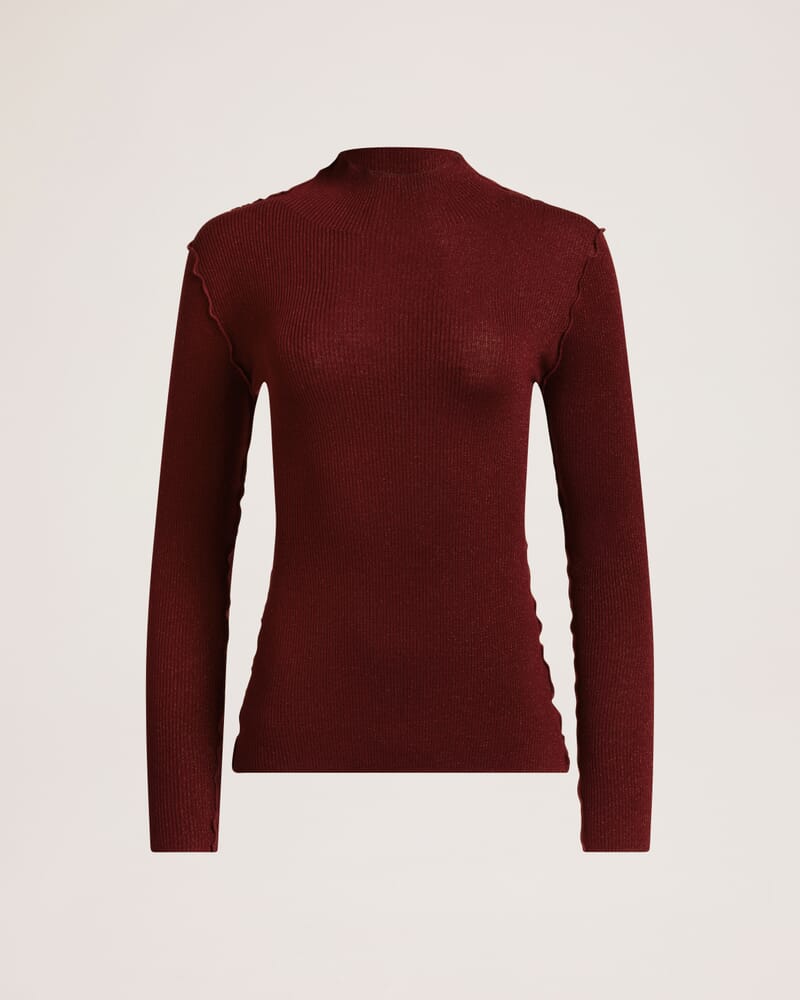 Estelle Long Sleeve Sparkling Knit in GARNET