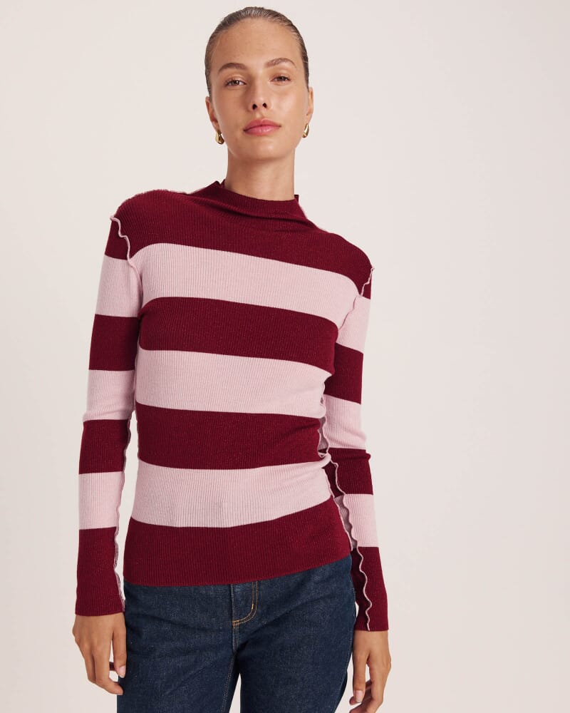 Estelle Long Sleeve Sparkling Knit in STRIPE