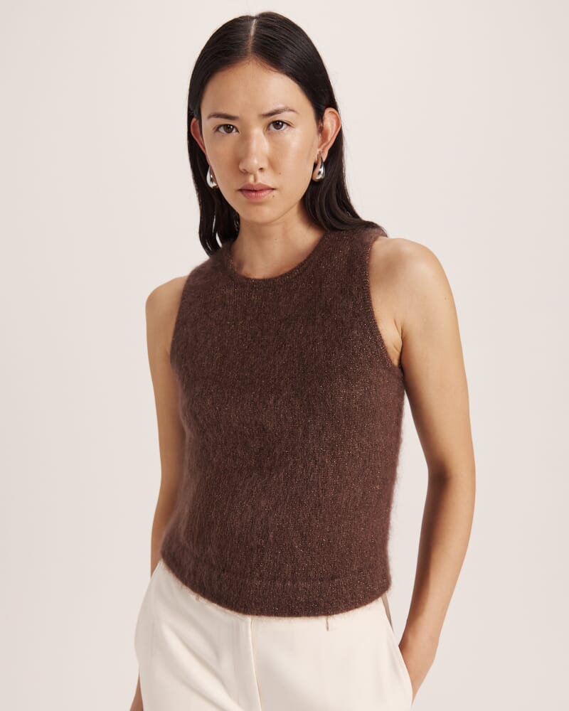 Maisy Mohair Knit Tank in CHOCOLATE