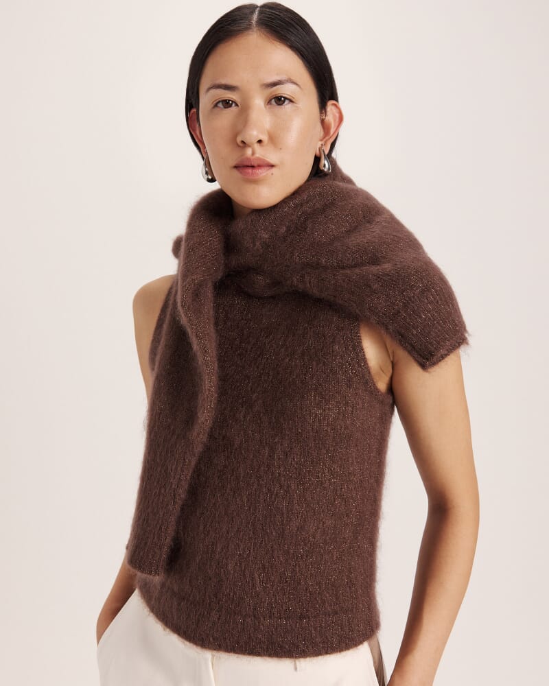 Maisy Mohair Knit Tank in CHOCOLATE