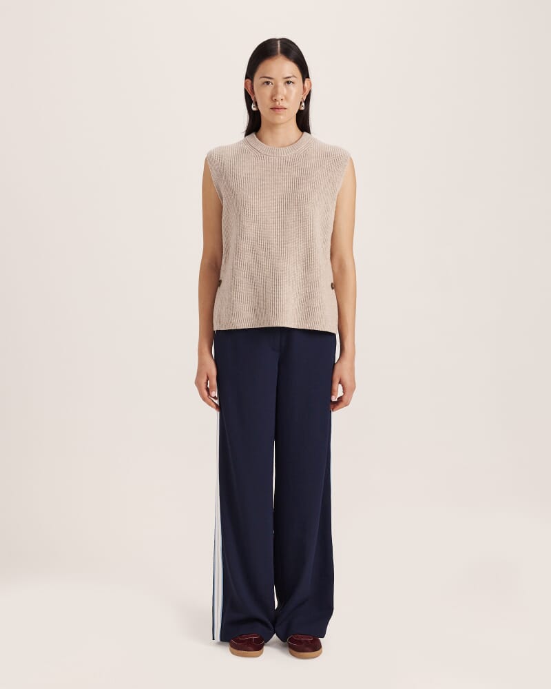 Nara Cashmere Blend Knit Vest in BISCUIT MELANGE
