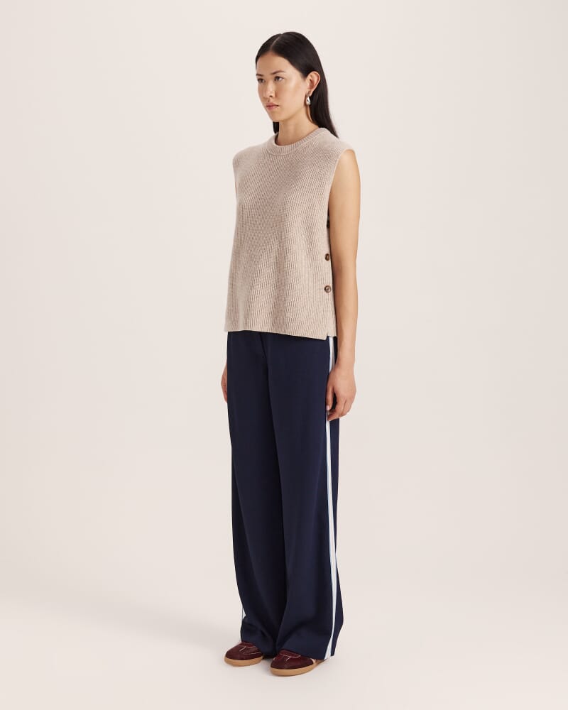 Nara Cashmere Blend Knit Vest in BISCUIT MELANGE