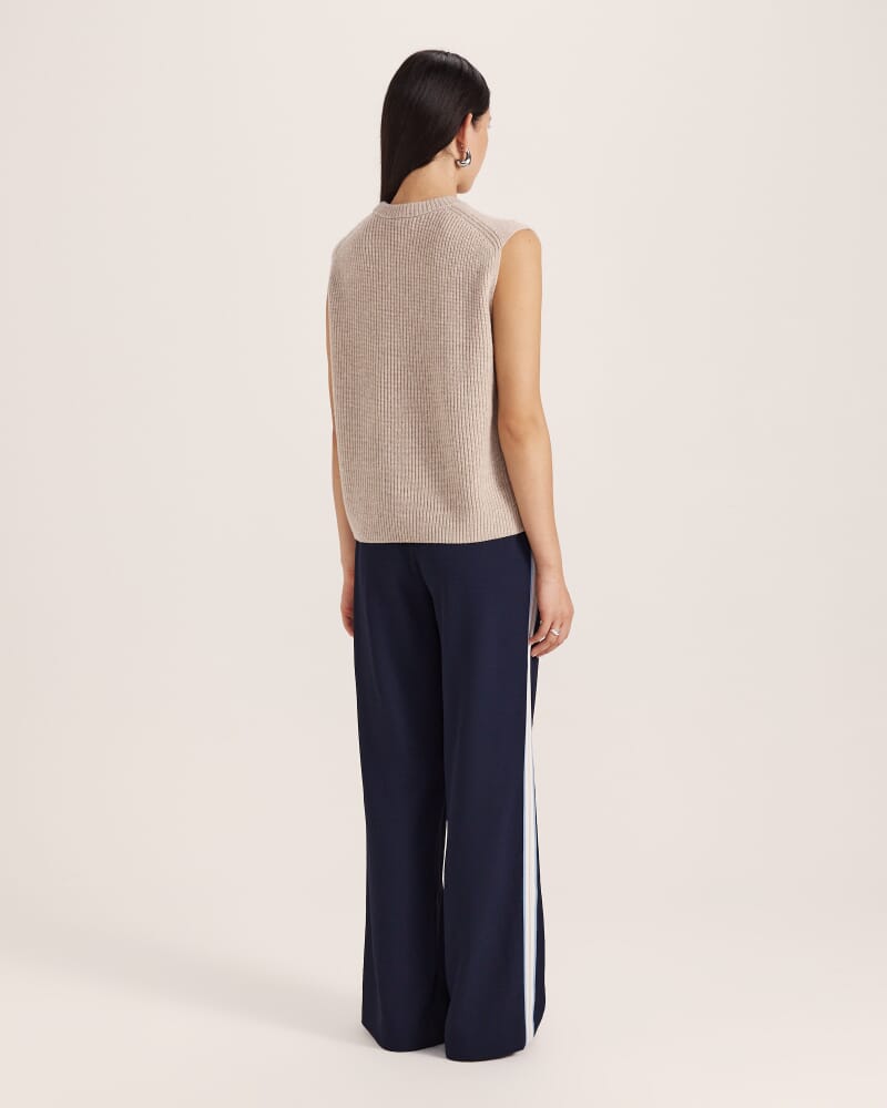 Nara Cashmere Blend Knit Vest in BISCUIT MELANGE